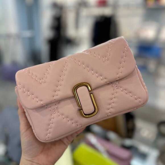 NWT! New Marc Jacobs J Marc Shoulder Bag - Mini Quilted Lambskin Nude Pink - Picture 4 of 9